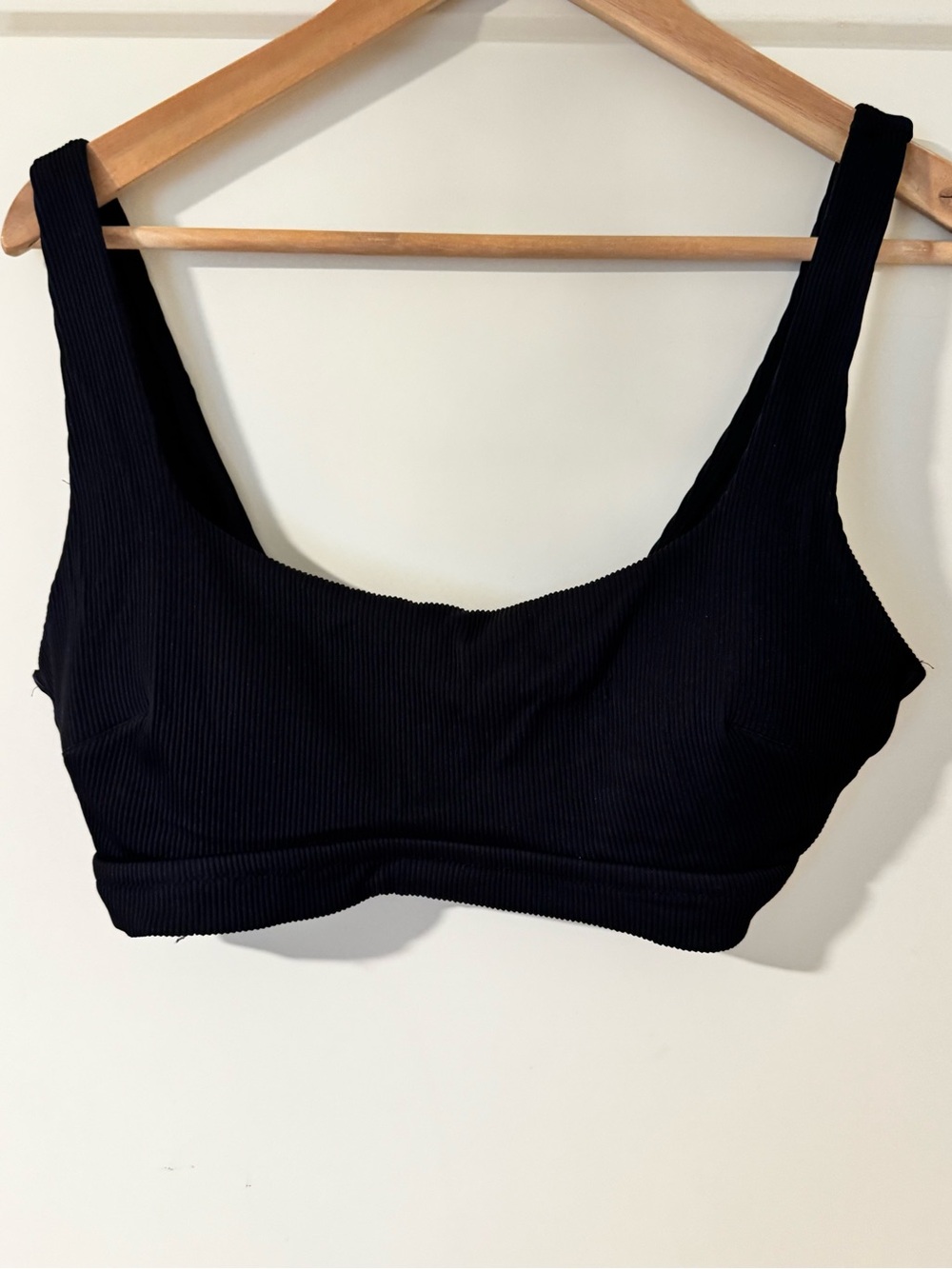 aerie Black Ribbed Scoop Swim Top